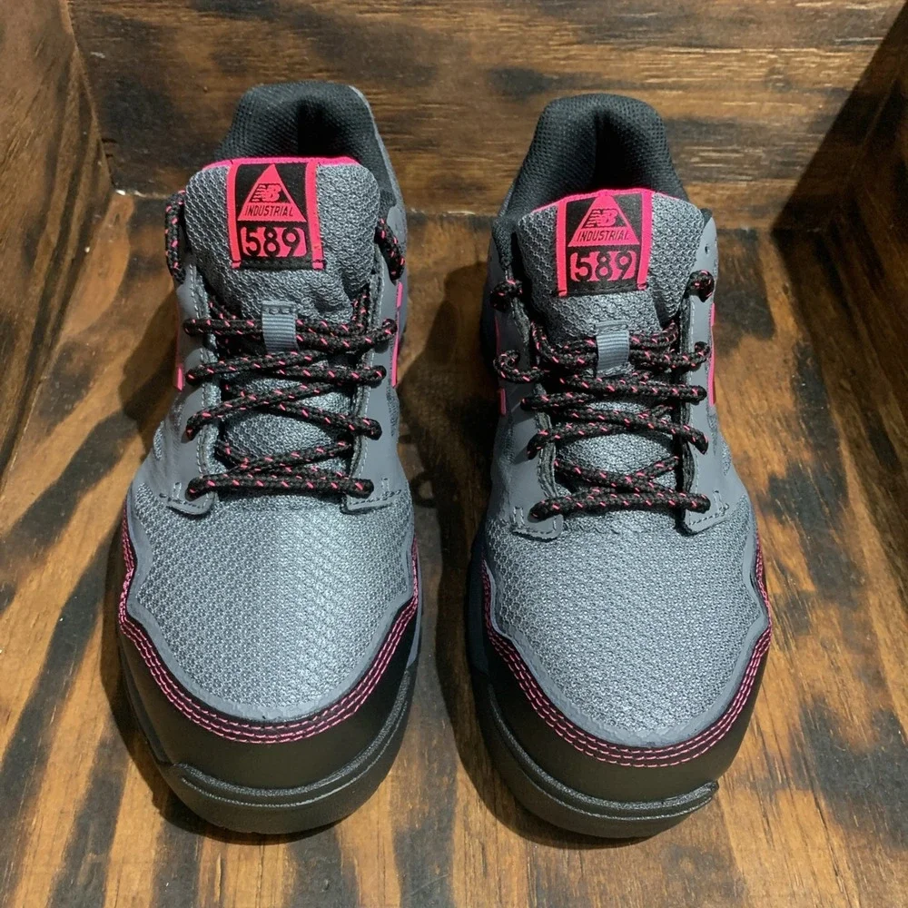 New Balance 589‎ Industrial Composite Toe Shoe Women 7.5B Pink Gray ASTM Safety
